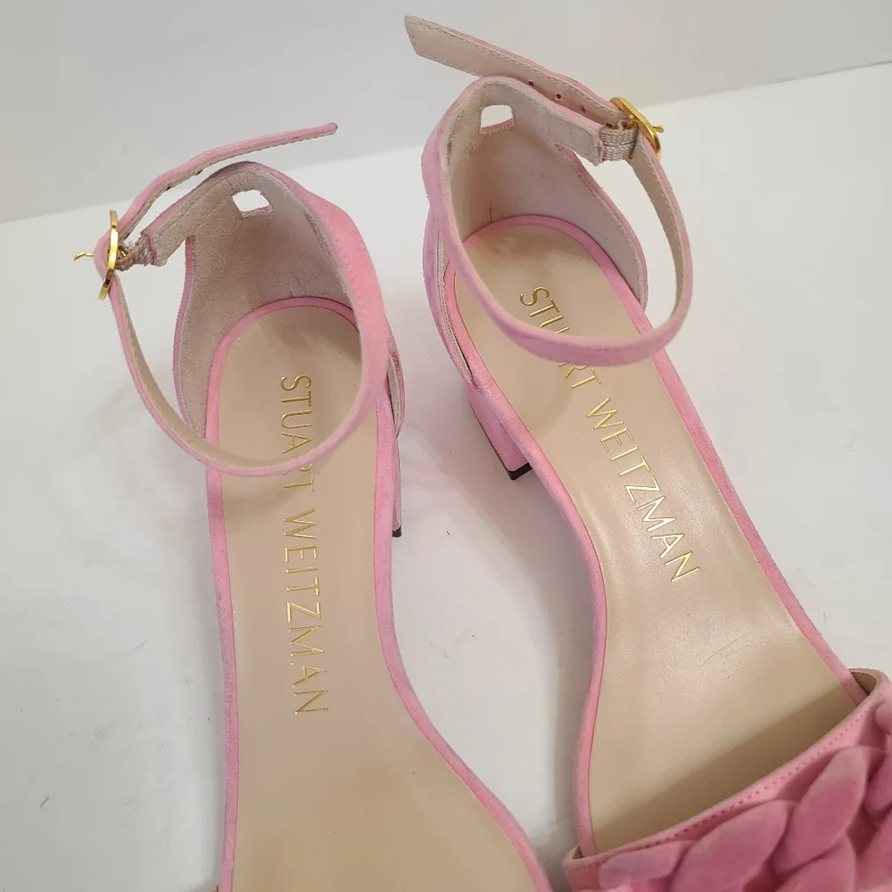 Stuart Weitzman | Amelina 50mm Block Chain Sandals in Pink Size 7 - Picture 4 of 14